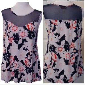 - SJS Floral Blouse with Sheer Black Yoke